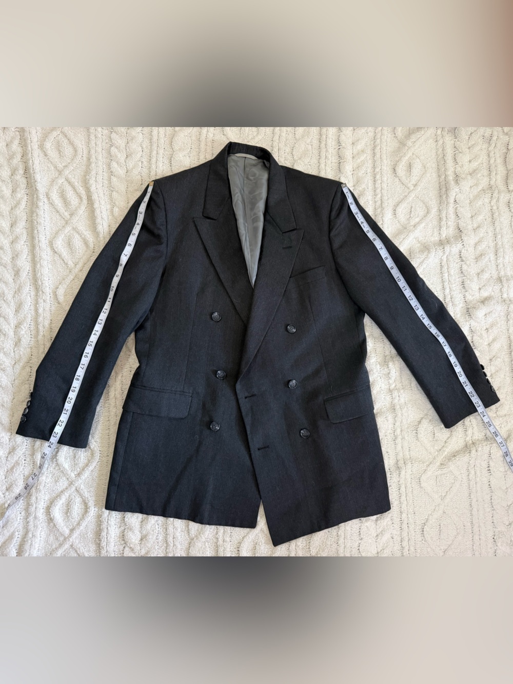 De Vonaire Charcoal Gray Wool Double Breasted Blazer Large - Picture 13 of 14